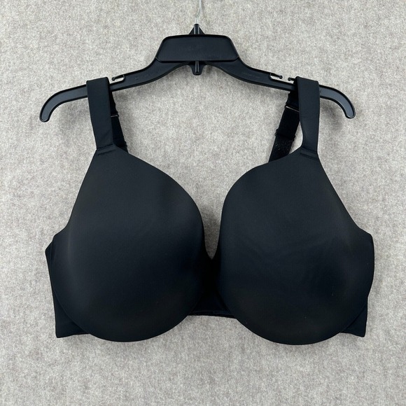 Cacique Bra Full Coverage Satin Back Smoother Invisible Underwire Black 42DDD‎ - Picture 1 of 4